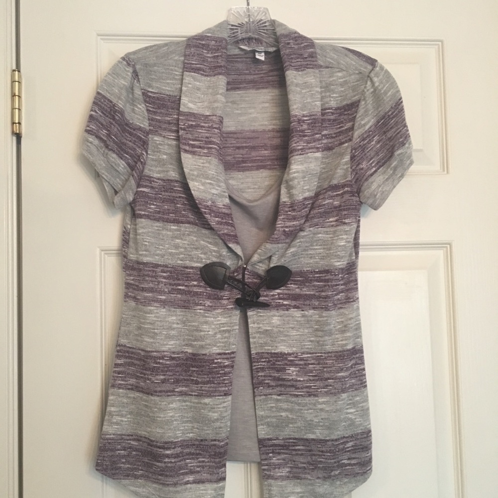 Grey & Purple Blouse with build in Cami